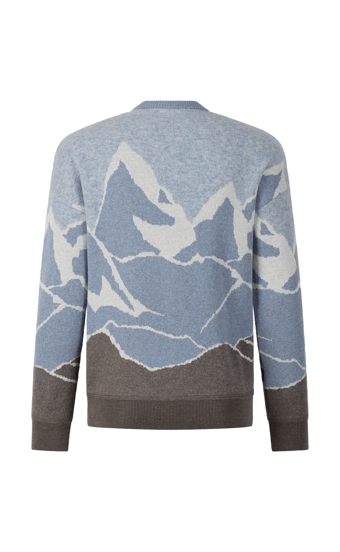 Rundhalspullover mit Alpin-Bergmotiv, modern fit