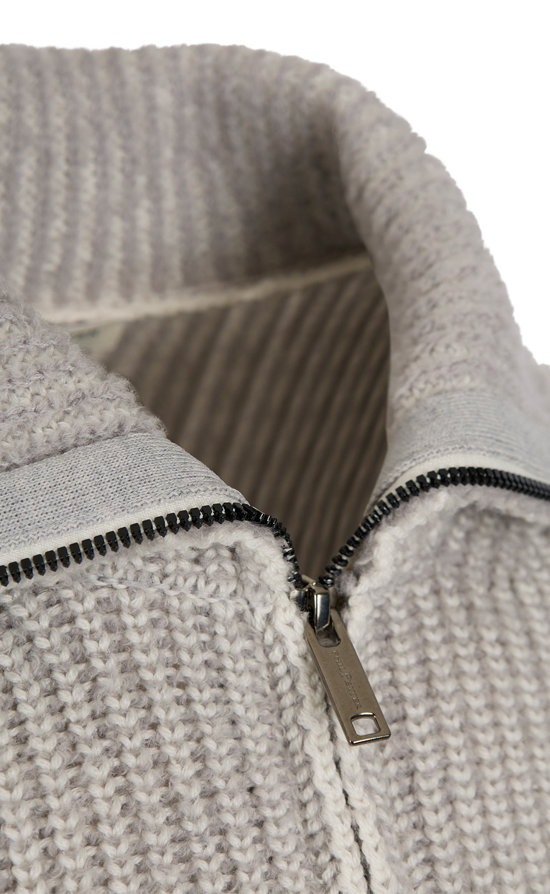 Zippjacke in 2-färbiger Perlfangstruktur aus Merinowolle, relaxed fit