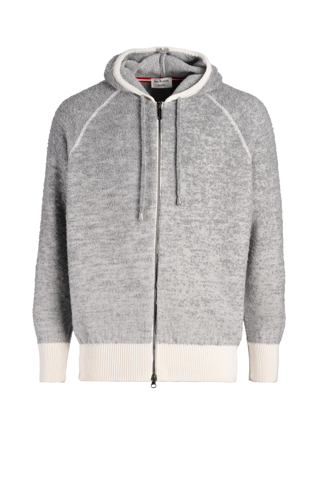 Kapuzenzippjacke aus Merino Bouclé