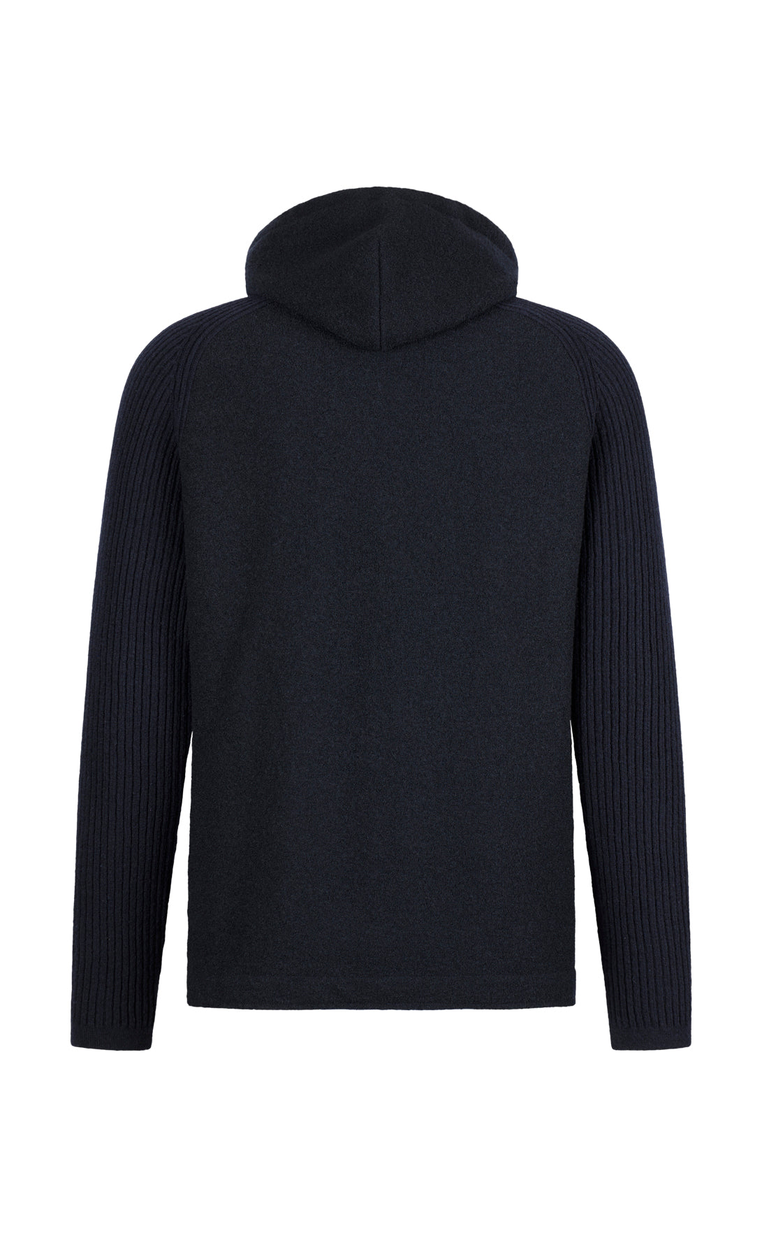 Hybrid-Kapuzenjacke aus Walk und Rippenstrick aus feinster Merinowolle, relaxed fit