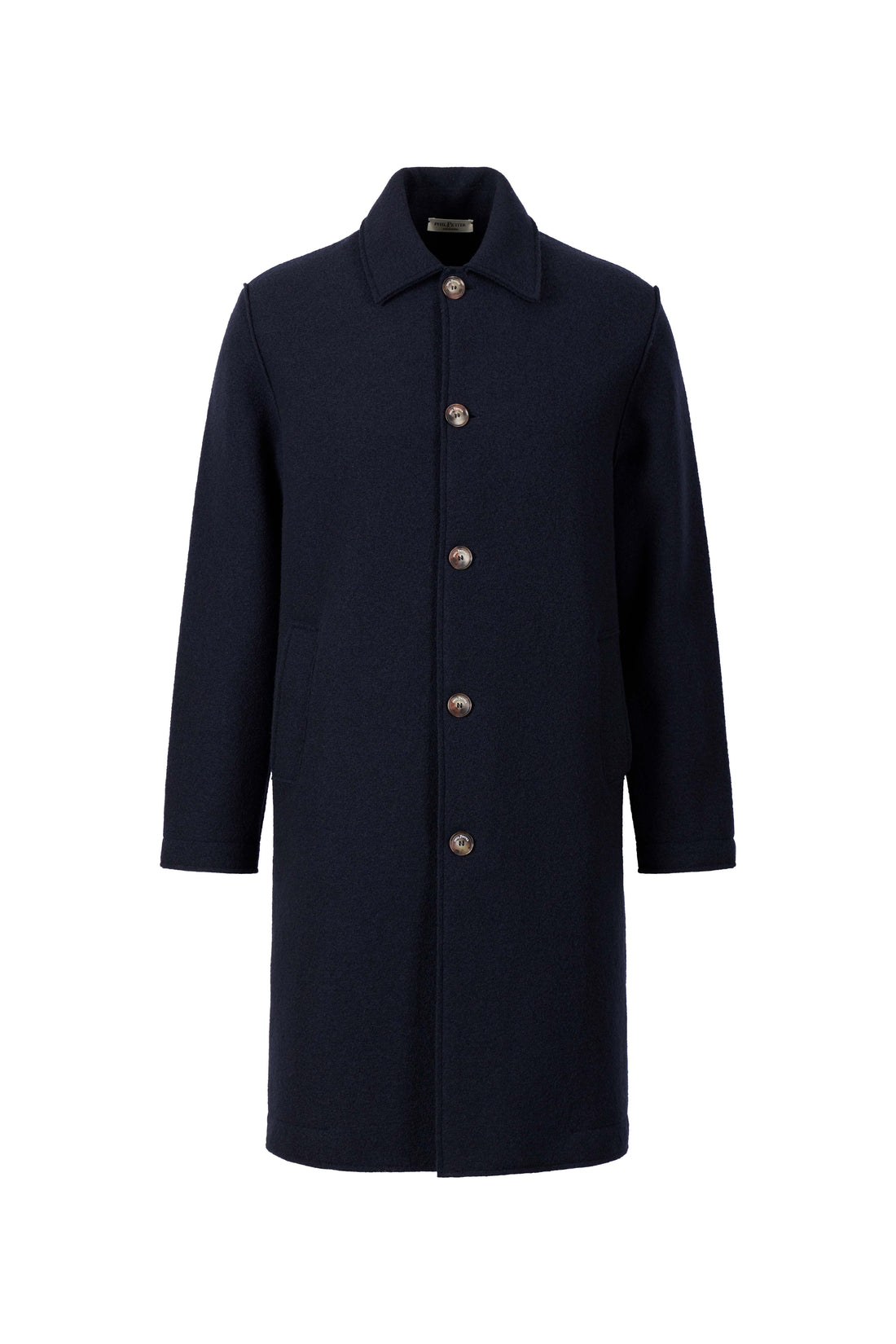 Zeitloser Mantel aus reinem Merino-Wollwalk, relaxed fit