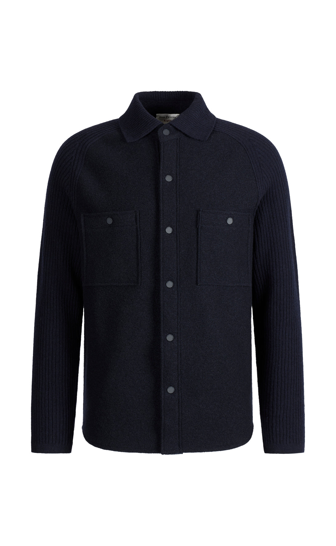 Charakterstarkes Overshirt aus Walk und Rippenstrick, relaxed fit