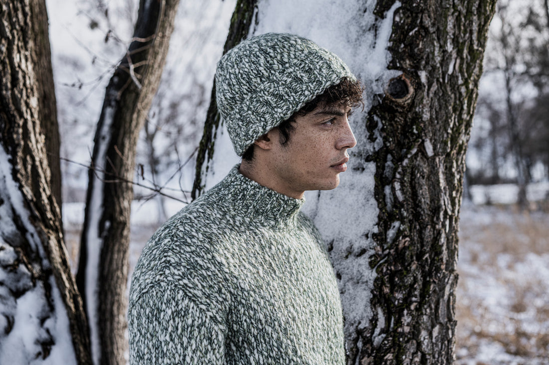 Stehkragen-Pullover aus Alpaca Mouliné