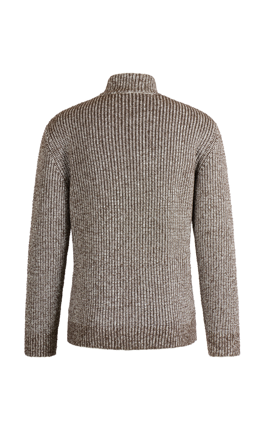 Stehkragen-Pullover in 2-färbiger Perlfangstruktur aus Merinowolle, relaxed fit