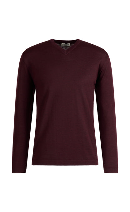 V-Pullover aus extrafeiner Merino-Seide, Regular Fit