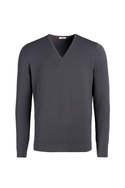 V-Pullover aus Merinowolle mit funktionalem Stretchanteil
