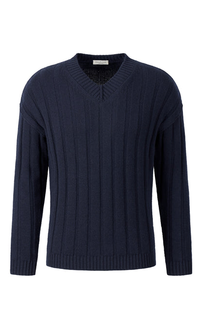 Moderner V-Pullover aus luxuriösem Kaschmirmix, modern fit