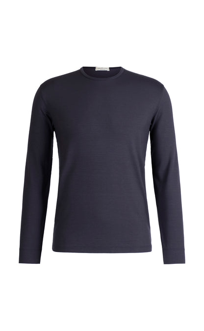Rundhals-Shirt aus Premium Jersey, langarm, Regular Fit