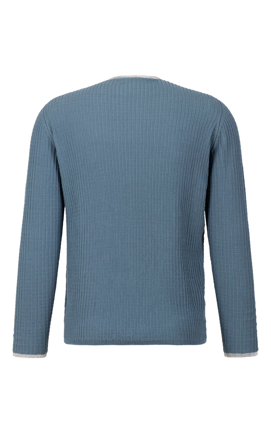 Unikat: nahtloser Rundhalspullover in 3D-Strick, mit Farb-Korrosion, aus feinster Baumwolle, Relaxed Fit