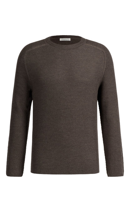 Nahtlos gestrickter Pullover mit Reiskornstruktur aus 100% Merinowolle, regular fit