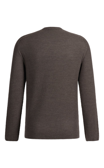 Nahtlos gestrickter Pullover mit Reiskornstruktur aus 100% Merinowolle, regular fit