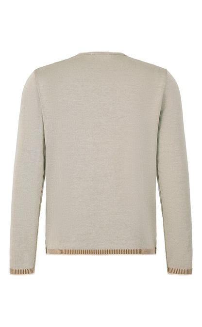 Supersofter, plattierter Rundhalspullover aus feinster Baumwolle, Relaxed Fit