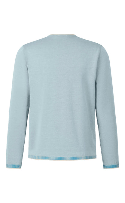 Supersofter, plattierter Rundhalspullover aus feinster Baumwolle, Relaxed Fit