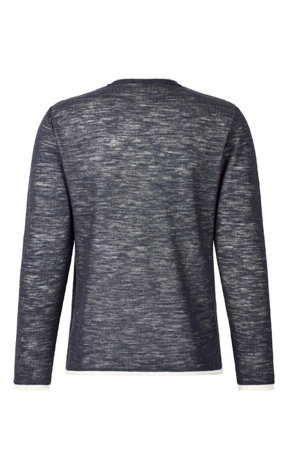 Rundhalspullover aus Leinen-Doubleface, relaxed fit