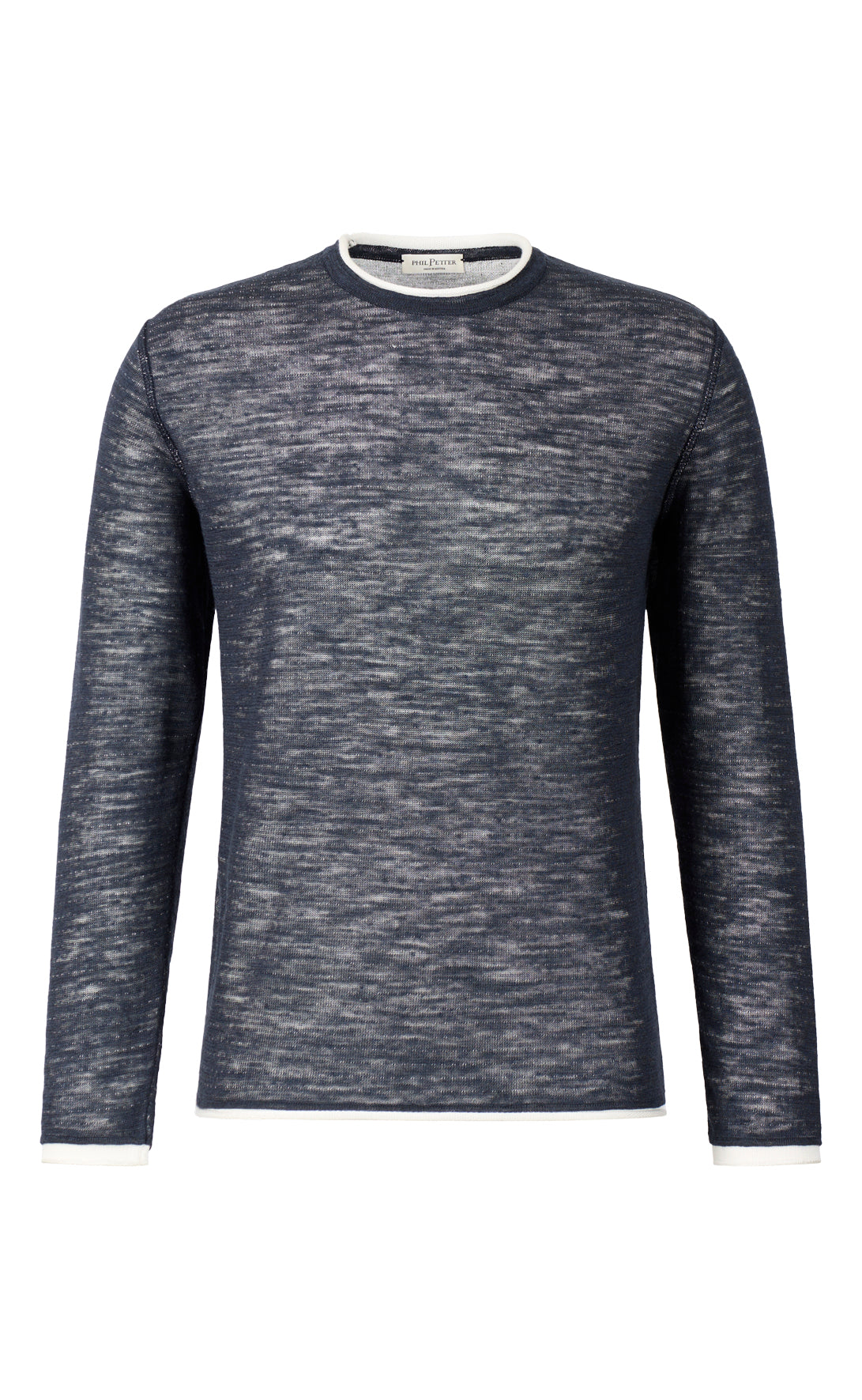 Rundhalspullover aus Leinen-Doubleface, relaxed fit
