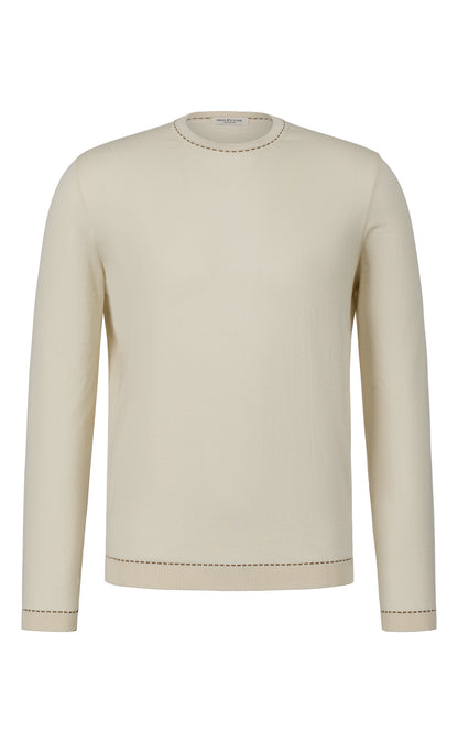 Rundhals-Pullover aus feinster Baumwolle, Relaxed Fit