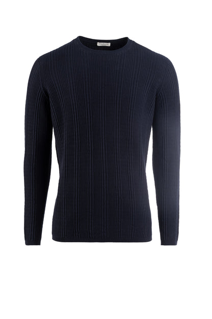 Rundhals-Pullover aus feinster Baumwolle, Seamless, Relaxed Fit