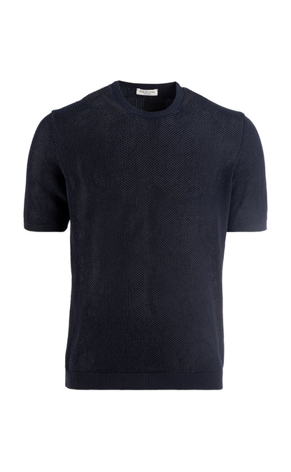 Kurzarm-Pullover aus reiner Baumwolle im modernen Crochetstrick