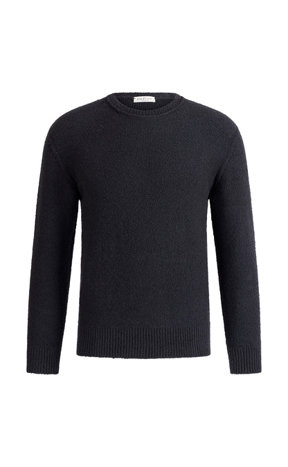 Nahtlos gestrickter Rundhals-Pullover aus hautfreundlicher Winterbaumwolle, relaxed fit
