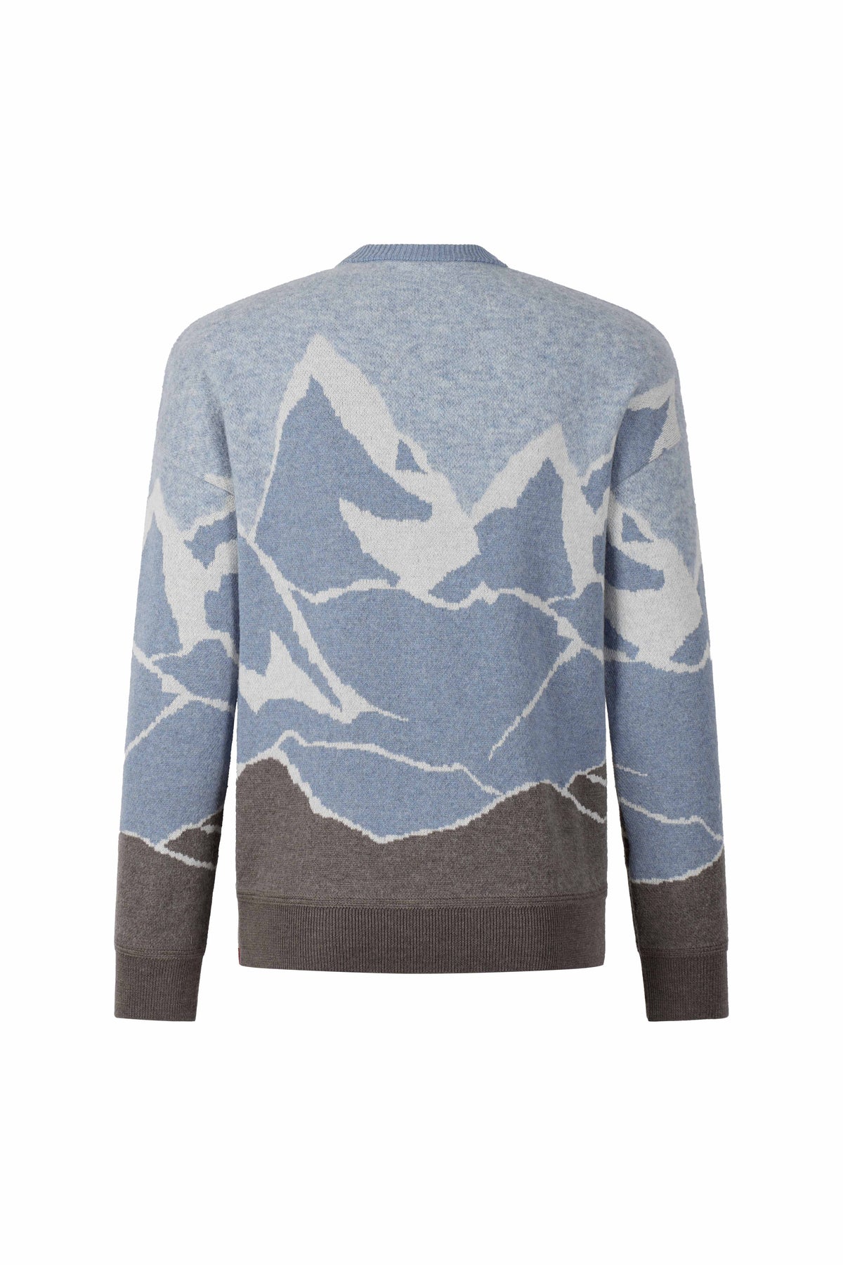 Rundhalspullover mit Alpin-Bergmotiv, modern fit