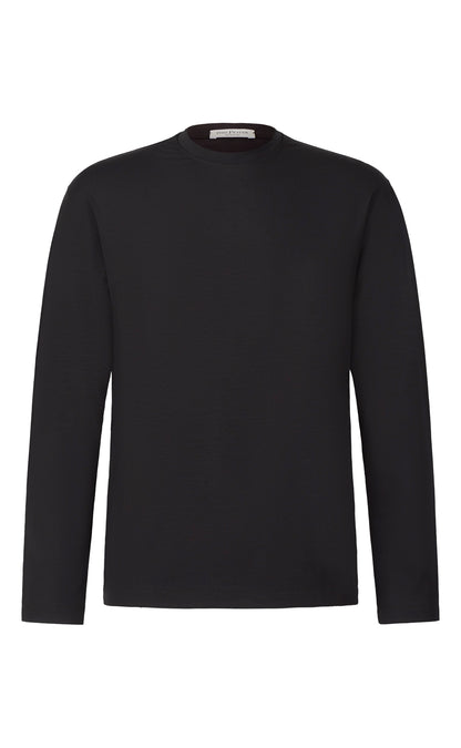 Pflegeleichtes Premium-Langarm-Shirt aus dezent körnigem Viskose-Jersey, relaxed fit