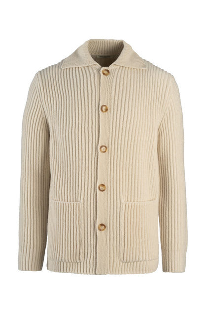 Overshirt aus leichtem Merino-Bouclé-Garn in Rippenstruktur, relaxed fit