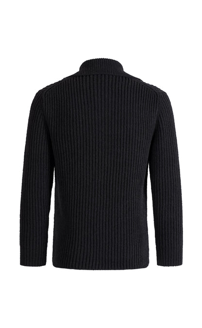 Overshirt aus leichtem Merino-Bouclé-Garn in Rippenstruktur, relaxed fit