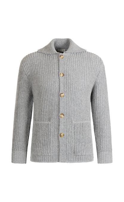 Overshirt aus leichtem Merino-Bouclé-Garn in Rippenstruktur, relaxed fit