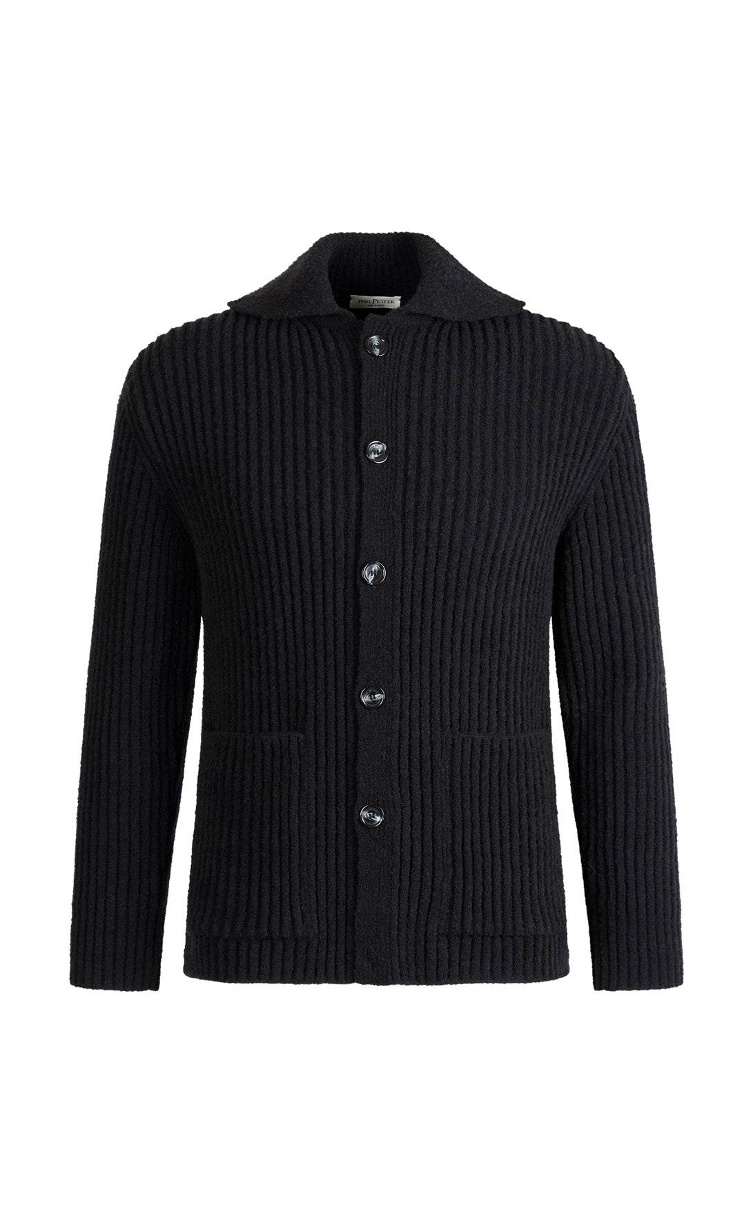 Overshirt aus leichtem Merino-Bouclé-Garn in Rippenstruktur, relaxed fit