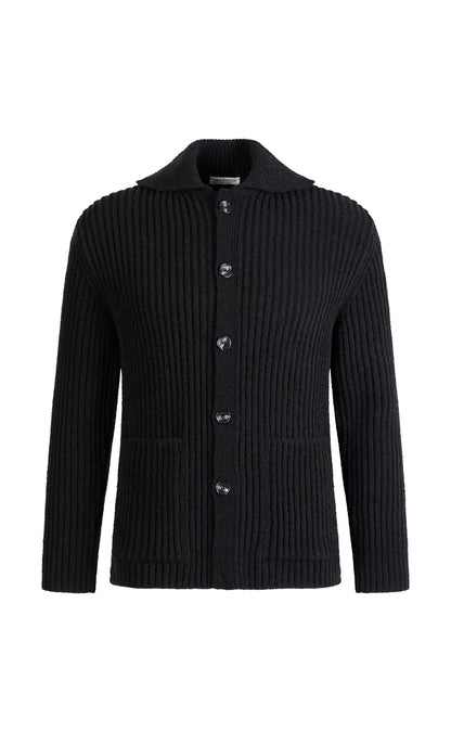 Overshirt aus leichtem Merino-Bouclé-Garn in Rippenstruktur, relaxed fit