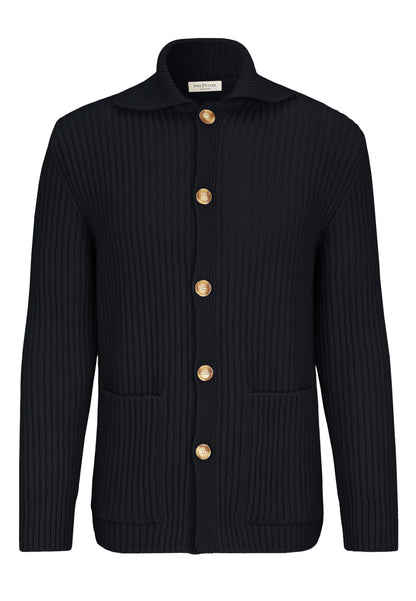 Overshirt aus leichtem Merino-Bouclé-Garn in Rippenstruktur, relaxed fit