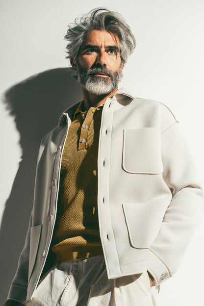 Overshirt aus gebondetem Stretch-Jersey, innen weiche Viskose, Relaxed Fit