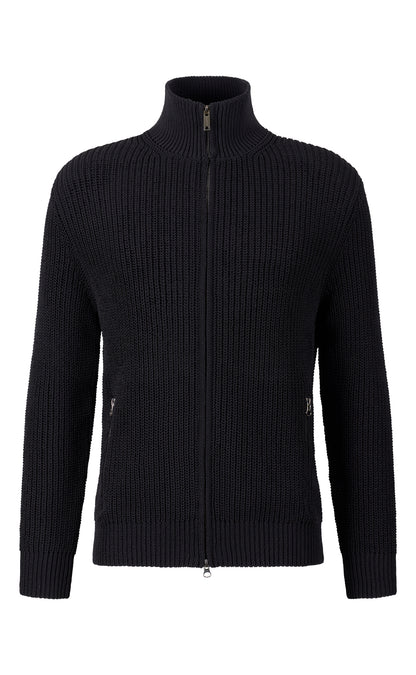 Zippjacke aus technischem Baumwoll-Effektgarn, Regular Fit