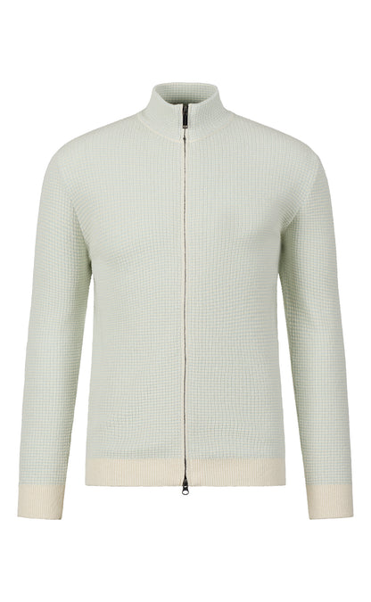 Zippjacke aus Baumwolle-Bouclé und kühlender Baumwolle