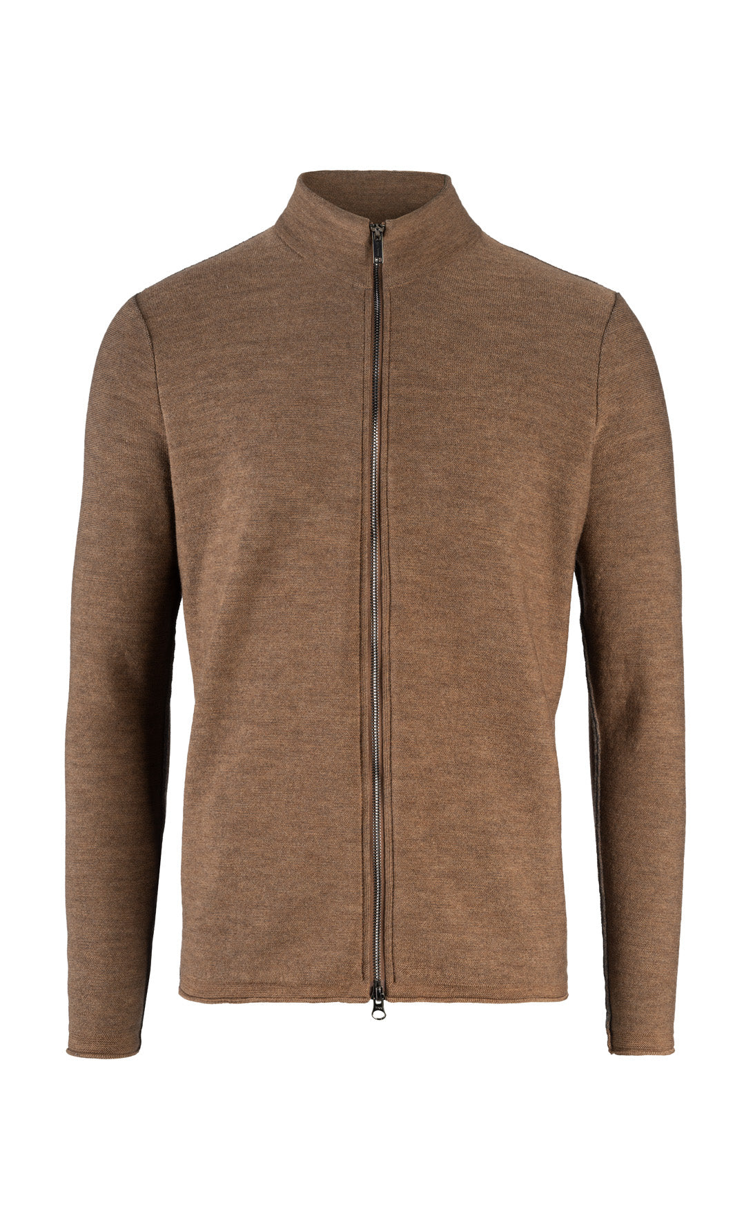 Supersofte Doubleface-Zippjacke: außen Merino-, innen Baumwolle, relaxed fit