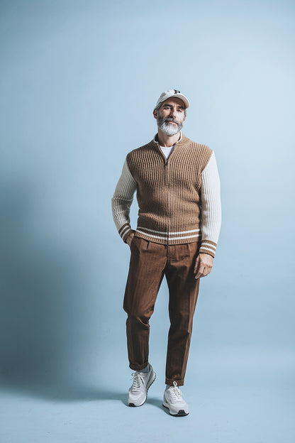 Collegejacke aus leichtem Merino-Bouclé-Garn in Rippenstruktur, relaxed fit