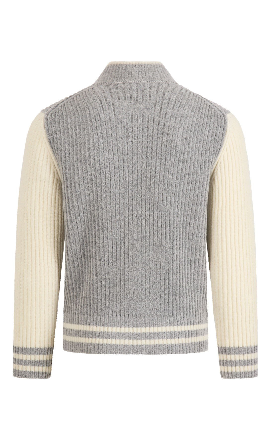 Collegejacke aus leichtem Merino-Bouclé-Garn in Rippenstruktur, relaxed fit