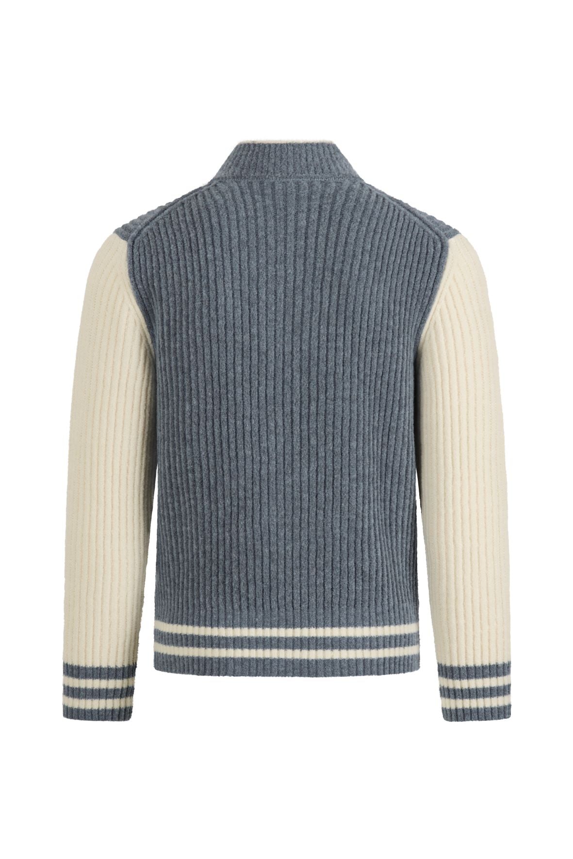 Collegejacke aus leichtem Merino-Bouclé-Garn in Rippenstruktur, relaxed fit