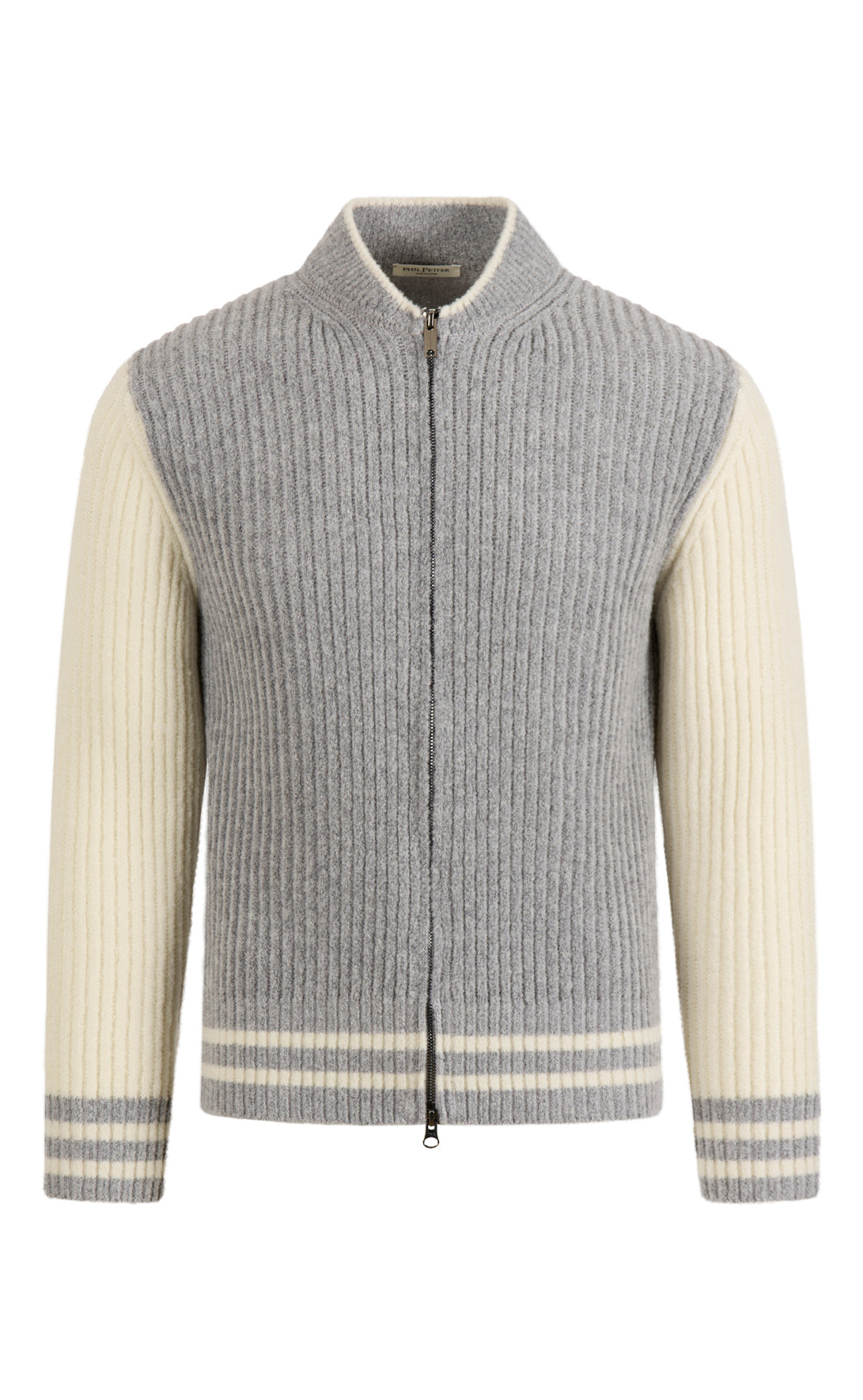 Collegejacke aus leichtem Merino-Bouclé-Garn in Rippenstruktur, relaxed fit