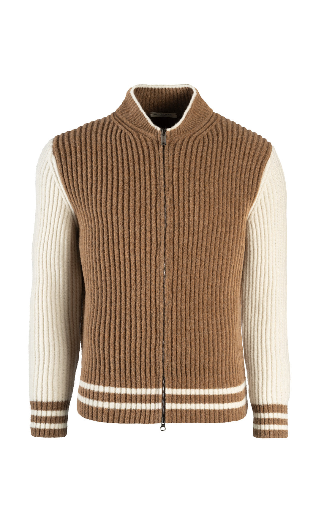Collegejacke aus leichtem Merino-Bouclé-Garn in Rippenstruktur, relaxed fit