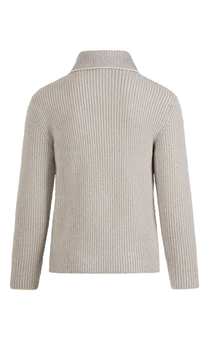 Zippjacke in 2-färbiger Perlfangstruktur aus Merinowolle, relaxed fit