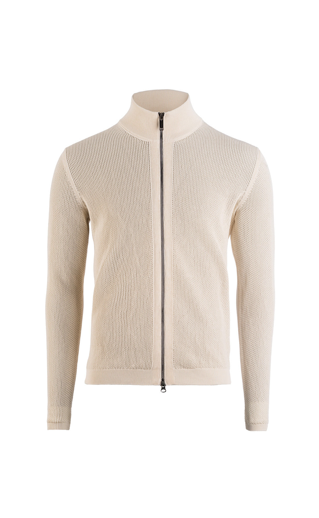 Zippjacke aus reiner Baumwolle im modernen Crochetstrick