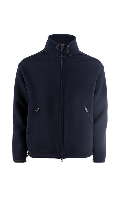 Zippjacke aus gebondetem Stretch-Jersey, innen weiche Viskose, Relaxed Fit