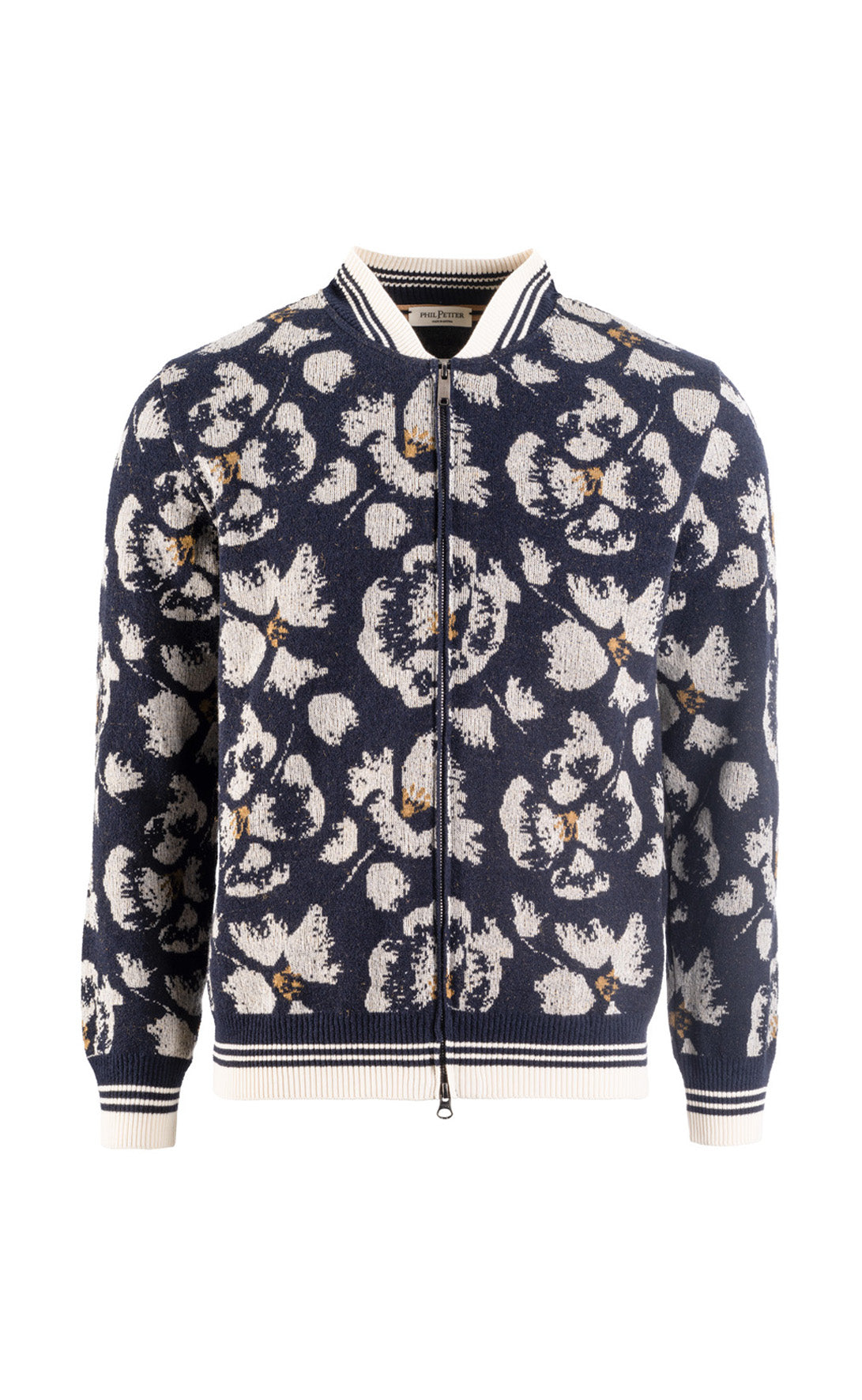 Zippjacke mit Blumenmuster im Baumwoll-Leinen-Mix, regular fit