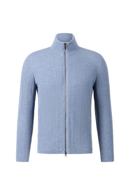 Zippjacke in markanter Rippstruktur, nahtlos gestrickt aus feinster Merinowolle, regular fit