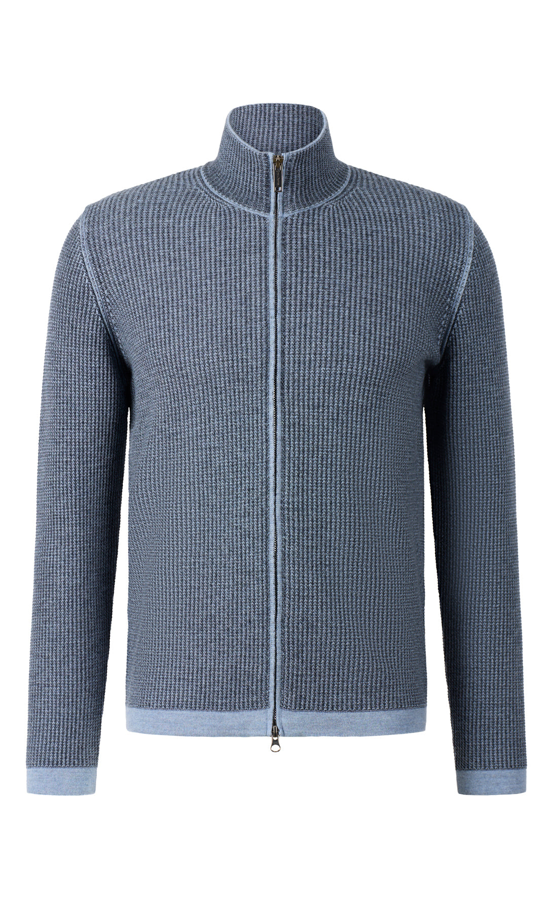 Sportliche Two-tone Zippjacke aus Merino-Baumwollmix, relaxed fit