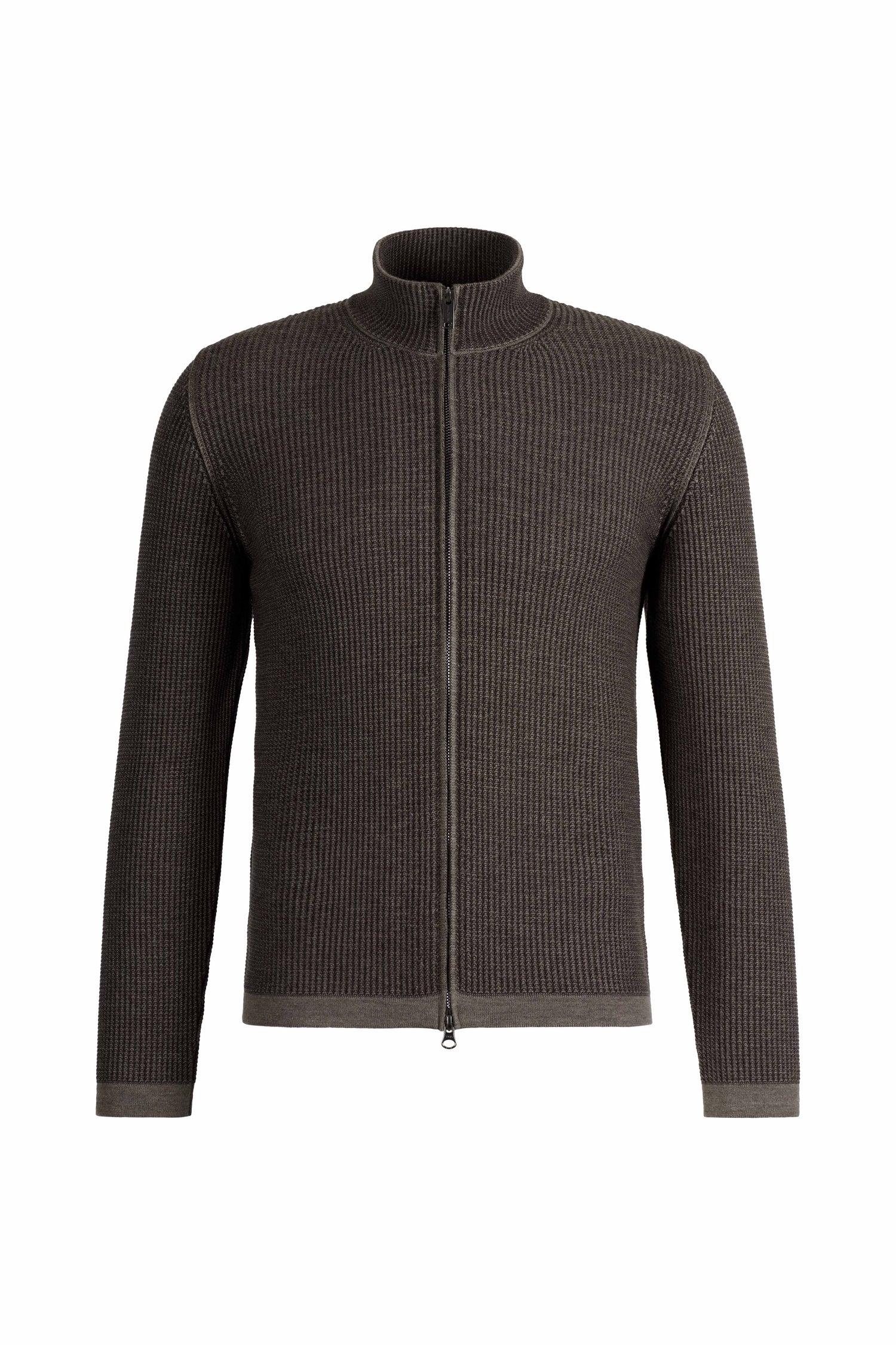 Sportliche Two-tone Zippjacke aus Merino-Baumwollmix, relaxed fit