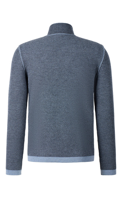Sportliche Two-tone Zippjacke aus Merino-Baumwollmix, relaxed fit