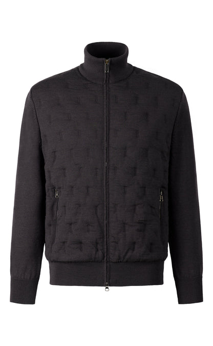 Innovative Outdoor-Strickjacke in Steppoptik aus feinster Merinowolle, relaxed fit