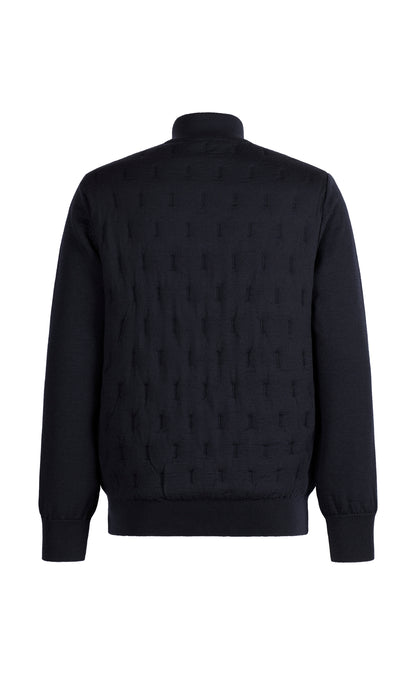 Innovative Outdoor-Strickjacke in Steppoptik aus feinster Merinowolle, relaxed fit